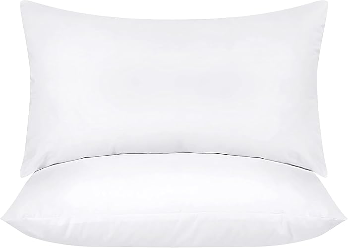 Utopia Bedding Throw Pillows Insert (Pack of 2, White) - 12 x 20 Inches Bed and Couch Pillows - Indoor Decorative Pillows - White - 12x20 Inch