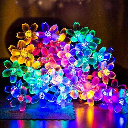 Outdoor String Lights, Fairy Lights 33 FT 100 LED Waterproof Deco for Indoor Outdoor Backyard Tree Party Cafe Patio Home Room Festival Chirstmas (Transparent Wire-Multi Color (Multi-Flower-Black Wire) - Multi-Flower-Black Wire
