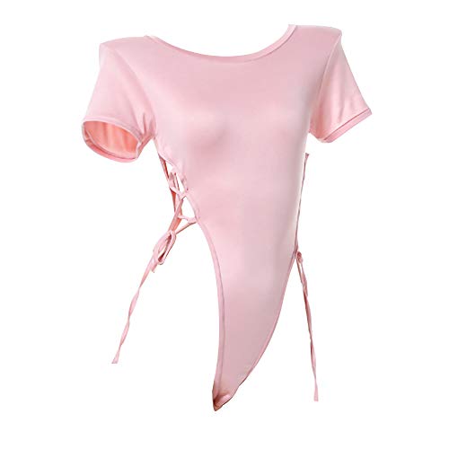 YOMORIO Womens Cute Japanese Schoolgirl Uniform Lolita Anime Cosplay Lingerie Tie-Side Jumpsuit Babydoll - Pink