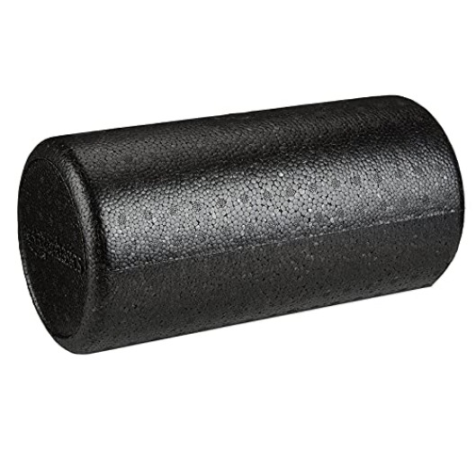 Amazon Basics High-Density Round Foam Roller for Exercise, Massage, Muscle Recovery - Black - 12-inch