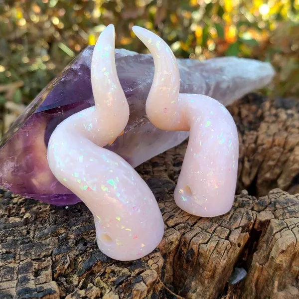 Iridescent Opal Costume Horns, Polymer Clay Cosplay Horns, Horned Headband, Festival Horns, LARP Accessory, Fairy Faery Costume,