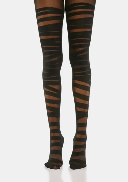Black & Transparent Stripe Tights