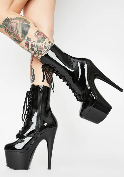 Black Patent Adore-1020 Stiletto Boots | US 6