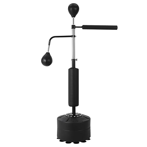 Boxing Speed Trainer, Freestanding Punching Bag 360° Spinning Bar with Reflex Speed Balls & Gloves, Fillable Base Speed Punching Bag Stand Height Adjustable for Teens Adults Boxing Training