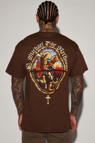 The Archangel Stained Glass Short Sleeve Tee - Chocolate