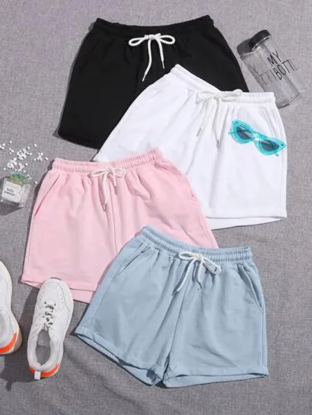 Drawstring Waist Track Shorts