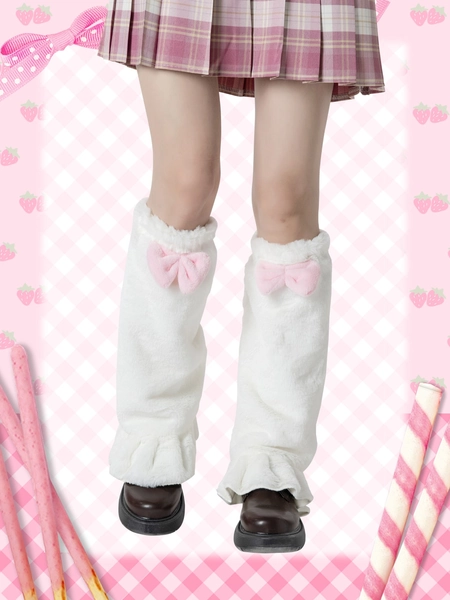Kawaii Two Tone Bow Decor Leg Warmer