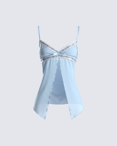 Norma Baby Blue Chiffon Cami Top | XS