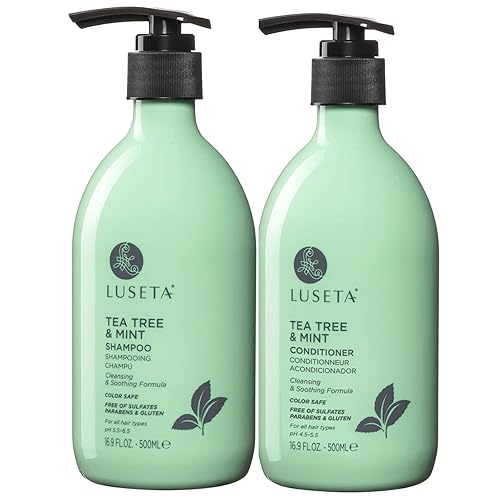 Luseta Tea Tree Mint Shampoo and Conditioner for Hair Growth with Lavender, Tea Tree and Peppermint Oil Clarifying Shampoo and Conditioner, Sooth the scalp Fight Dandruff and Itchy for Women and Men - Tea tree mint - 16.9 Fl Oz (Pack of 2)