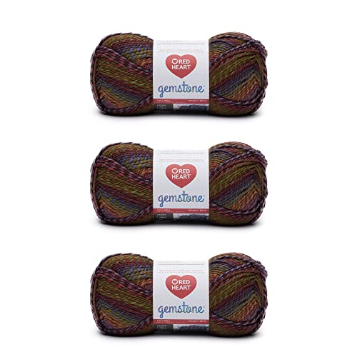 Red Heart Gemstone Agate Yarn - 3 Pack of 200g/7oz - Acrylic - 5 Bulky - 312 Yards - Knitting, Crocheting & Crafts - Agate - 3 Pack