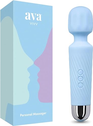 Ava Clitoral Vibrator Wand - 20 Patterns & 8 Speeds - Quiet, Small Personal Massager for Women - Adult Toy Gift in Blue - Standard - Light Blue