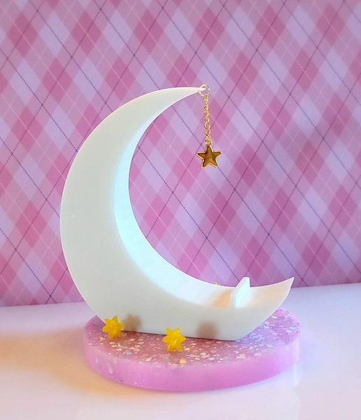 Animal Crossing Pink Moon Phone Stand / ACNH Aesthetic / AC New Horizons Desk Decorations / Custom Gamer Gifts / Switch Lite Stands