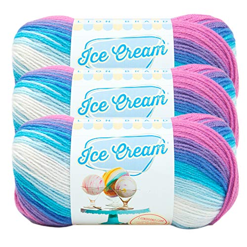 (3 Pack) Lion Brand Yarn Ice Cream Baby Yarn, Moon Mist - 3 Pack - Moon Mist