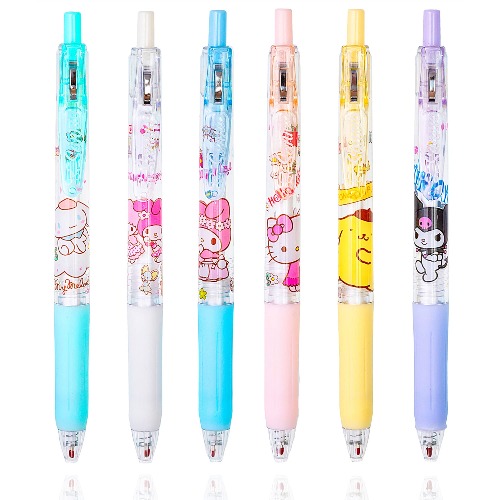 6 Pcs Kawaii Pens Anime Kitty Pen Merchandise Black Ink 0.5mm Ballpoint Pens Cat Office School Supplies for Girls Women Press Gel Pen - KIT(a)-6 Pcs