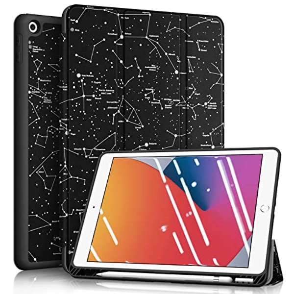 Fintie SlimShell Case for iPad 9th / 8th / 7th Generation (2021/2020/2019 Model) 10.2 Inch - [Built-in Pencil Holder] Soft TPU Protective Stand Back Cover with Auto Wake/Sleep, Constellation