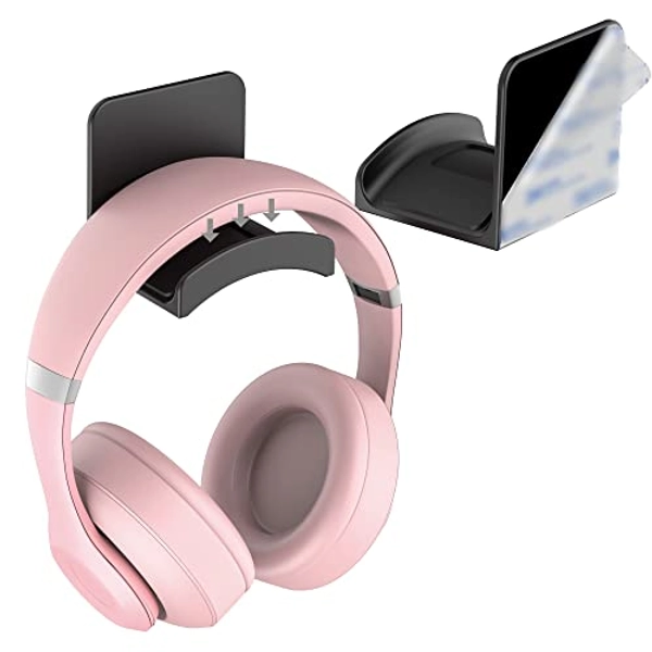 HomeMount Headphone Stand Headset Holder - Adhesive Gaming Headphone Hanger Hook Desk Mount for Most Headphone & Controller (Black)