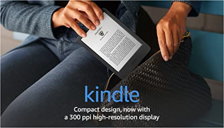 Amazon Kindle (2022 release) – The lightest and most compact Kindle, with extended battery life, adjustable front light, and 16 GB storage – Black - Black - Without Kindle Unlimited - Lockscreen Ad-Supported