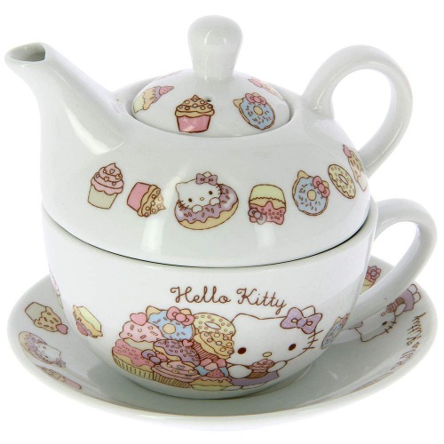 Hello Kitty Cup, Saucer and Kettle Set-Kitty Cat Cup-O-Potts