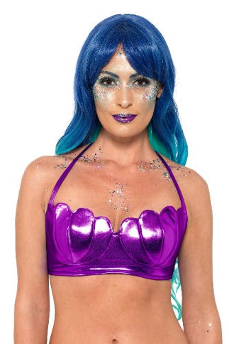 Smiffys Women's Smiffys Mermaid Shell Bikini Bra Top, Purple, X-Small - Medium UK 06-14