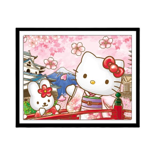 Hello Kitty Diamond Art for Kids 5d DIY Diamond Painting Cartoon Diamond Painting 5D Diamond Painting Kits Full Drill Diamond Painting Kits Embroidery Paintings Pictures for Home Wall Decor 30*40