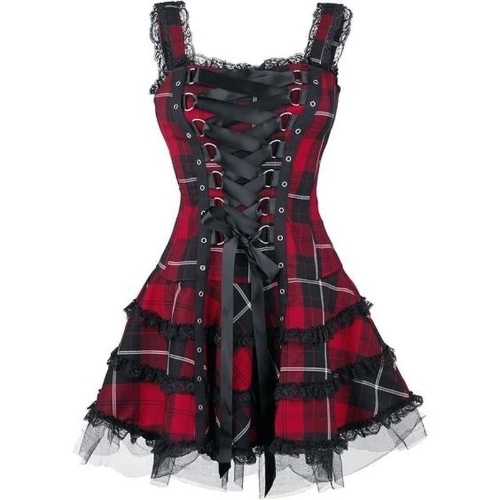 Tartan Pinup Dress - Red / L