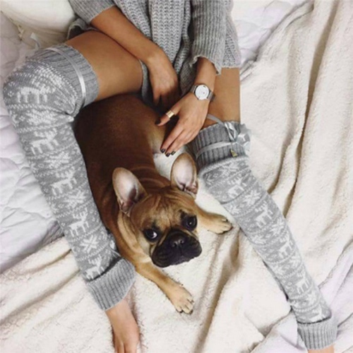 Merry Christmas Leg Warmers - Grey