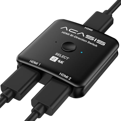 ACASIS HDMI Switch Splitter 4K@60hz, Bidirectional HDMI 2.0 Switcher 2 in 1 Out, HDMI Splitter 1 in 2 Out, Support 4K 3D HDR for Xbox PS5/4/3 Blu-Ray Player Fire Stick Roku HDTV - SW-2201
