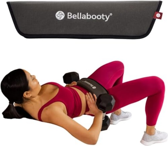 Bellabooty Exercise Hip Thrust Belt, Easy to Use with Dumbbells, Kettlebells, or Plates, Slip-Resistant Padding that Protects Your Hips for the Gym, Home Workouts, or On the Go