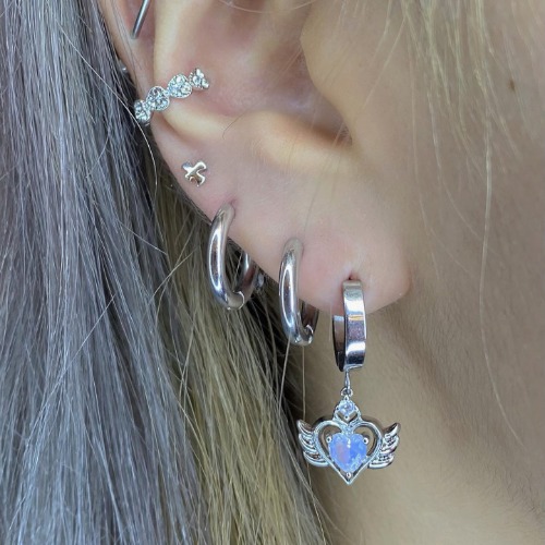 White Angel heart hoop earrings | Default Title