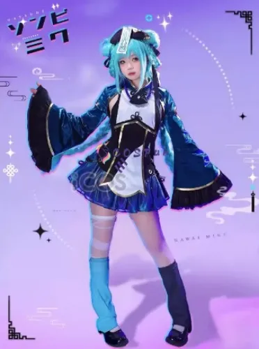 Miku Little Zombie Cosplay Costume Chinese Style Dress Halloween Party Gorgeous Uniform Accessories Props Complete Set