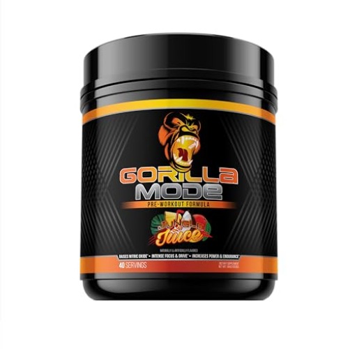 Gorilla Mode Pre Workout - Massive Pumps · Laser Focus · Energy · Power - L-Citrulline, Creatine, L-Tyrosine, Betaine, Hydroprime®, Alpha-GPC, 400mg Caffeine, Huperzine A - 836g (Jungle Juice) - Jungle Juice