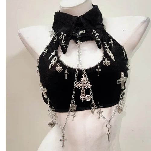 y2k accessories harajuku fashion  y2k crop top gothic clothese girl clothes  Gothic Tank Tops Punk Tank Tops e girl clothes - AliExpress 200000345