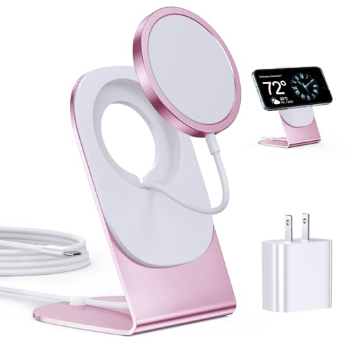 TXXTOL Magnetic Wireless Charger Mag-Safe Charger for iPhone 15/14/13/12 Series Convertible Magnet Wireless Charging Stand/Pad with 20W Adapter 5ft Cable for iPhone and AirPods 2/3/Pro 2/Pro（Pink） - Pink Mag-safe Charger