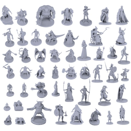 50 unika miniatyrer, fantasy-RPG-bordsfigurer, för Dungeons and Dragons, Pathfinder-rollspel Bulk omålad, bra för D&D.