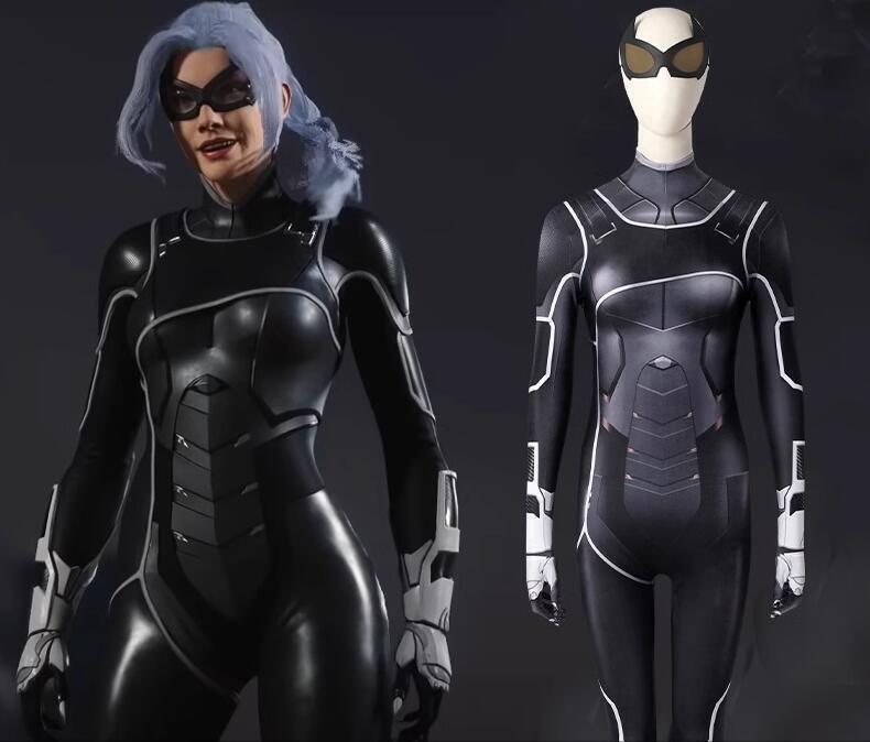 Spider-Man the Heist DLC Black Cat Cosplay Kostüm Outfit Tight Sexy + Mask