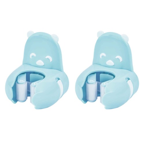 CQT Mop and Broom Holder Gripper Holds Self Adhesive No Drilling Wall Mount Mini Bear Shape Broom and Dustpan Hanger for for Home Garden Garage and Storage (blue, 2)
