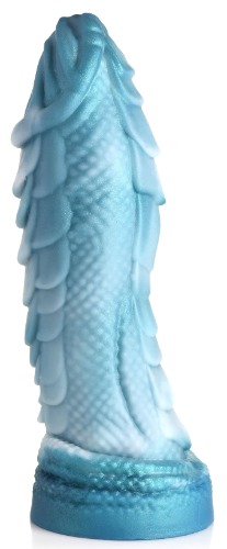 Sea Serpent Blue Scaly Silicone Dildo - Blue