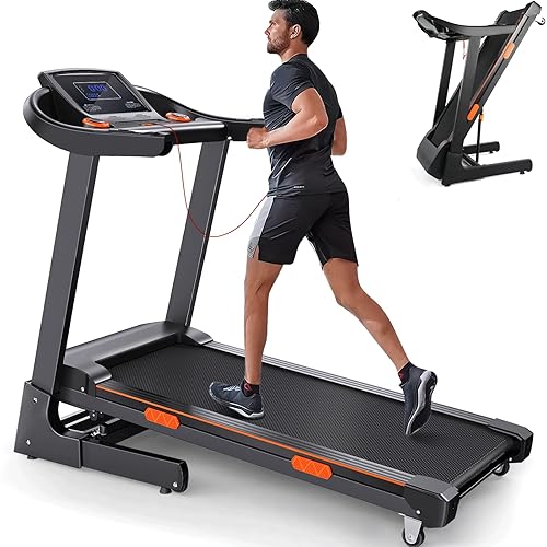 Foldable Treadmills for Home, 3.5HP Auto Incline Treadmill with 17.4 Inch Wide Belt and Handle Bar, 300 lb Capacity, Portable Running Machine Walking Pad Treadmill - Black