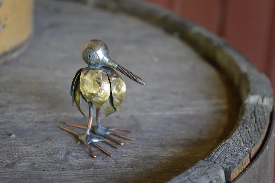 Kiwi Bird Small Sculpture Silver Copper brass Metal Animal Handmade