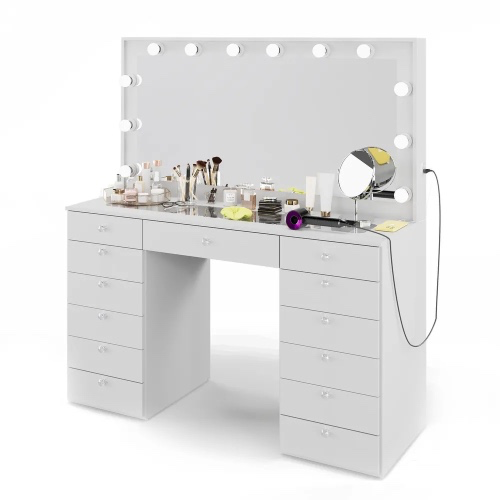 Glass Top Makeup Vanity
