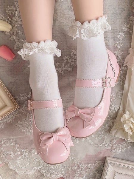 [$39.59]Bow at Top Cream Sugar Cocoa Pink Mary Janes