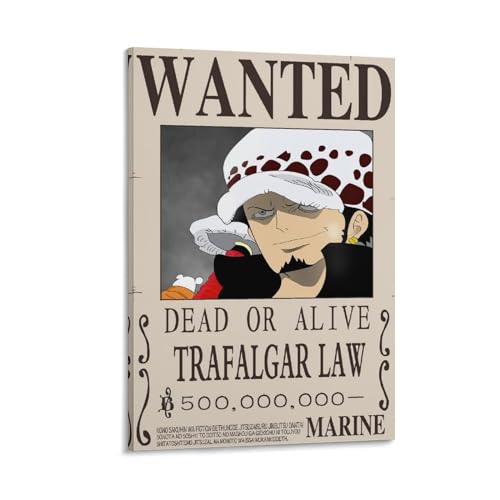 Trafalgar Law Anime Wanted Bounty Poster Canvas Poster Wall Art Picture Prints Hanging Photo Gift Idea Decor Home Posters Artworks 16x24inch(40x60cm) - 16x24inch(40x60cm) - Frame-style
