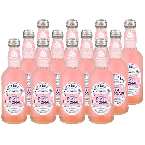 Fentimans Sparkling Rose Lemonade - Sparkling Pink Lemonade with Natural Ingredients, Mixer, Craft Soda, Botanically Brewed Lemonade - 9.3 Fl Oz (Pack of 12)