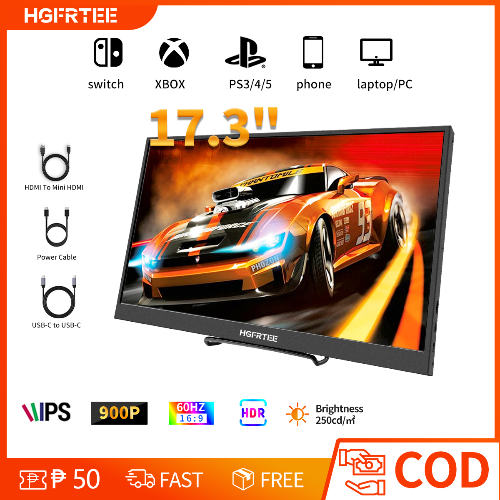 HGFRTEE 18.5 Inch FHD 1080P Portable Monitor 100Hz High Refresh Rate 100%sRGB High Color Gamut Gaming Office Viewing Laptop  Screen For Extender  Switch/PS4/X-box