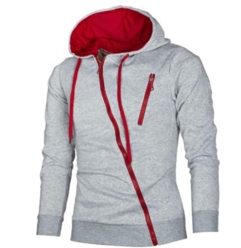 Mens Zipper Hoodie - Light Gray / M