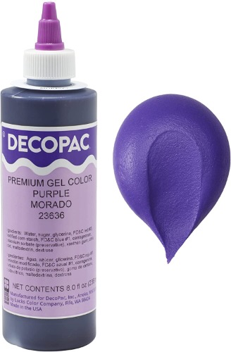 DECOPAC Premium Gel Food Color, Edible Coloring For Use with Buttercream or Whipped Icing, Fondant & Piping Gel, Highly Concentrated Gel, 8oz - Purple - Purple