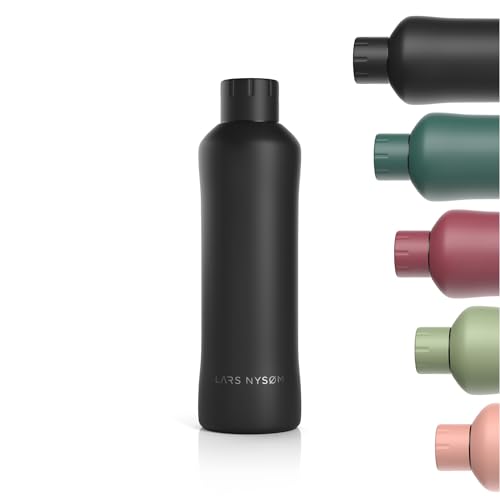 LARS NYSØM Trinkflasche Edelstahl 750ml | BPA-freie Isolierflasche 0.75 Liter | Auslaufsichere Wasserflasche für Sport, Fahrrad, Hund, Baby, Kinder | Thermosflasche (Onyx Black, 750ml) - 750 ml - Onyx Black