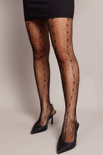 Black Heart Patterned Tights | ONE