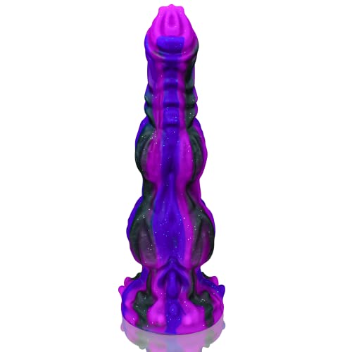 9.6" Horse Dildo Huge Monster Dildo with 2 Big Knots, Fantasy Dildo Thick Dragon Dildo with Strong Suction Cup, Soft Anal Dildo Knot Dog Dildo Giant Anal Toys for Men Gay, Adult Toys for Women Men - Stripe