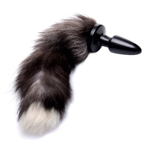 Tailz® Grey Fox Tail Anal Plug - Black